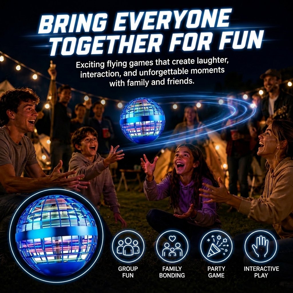 🌟🛸 Boomerang Flying Orb Toy, Hand-Controlled Hover Ball with LED Lights