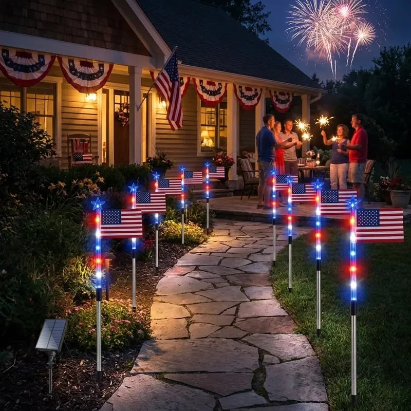 🇺🇸✨8 Solar American Flag Pathway Lights for 250th Independence Celebration