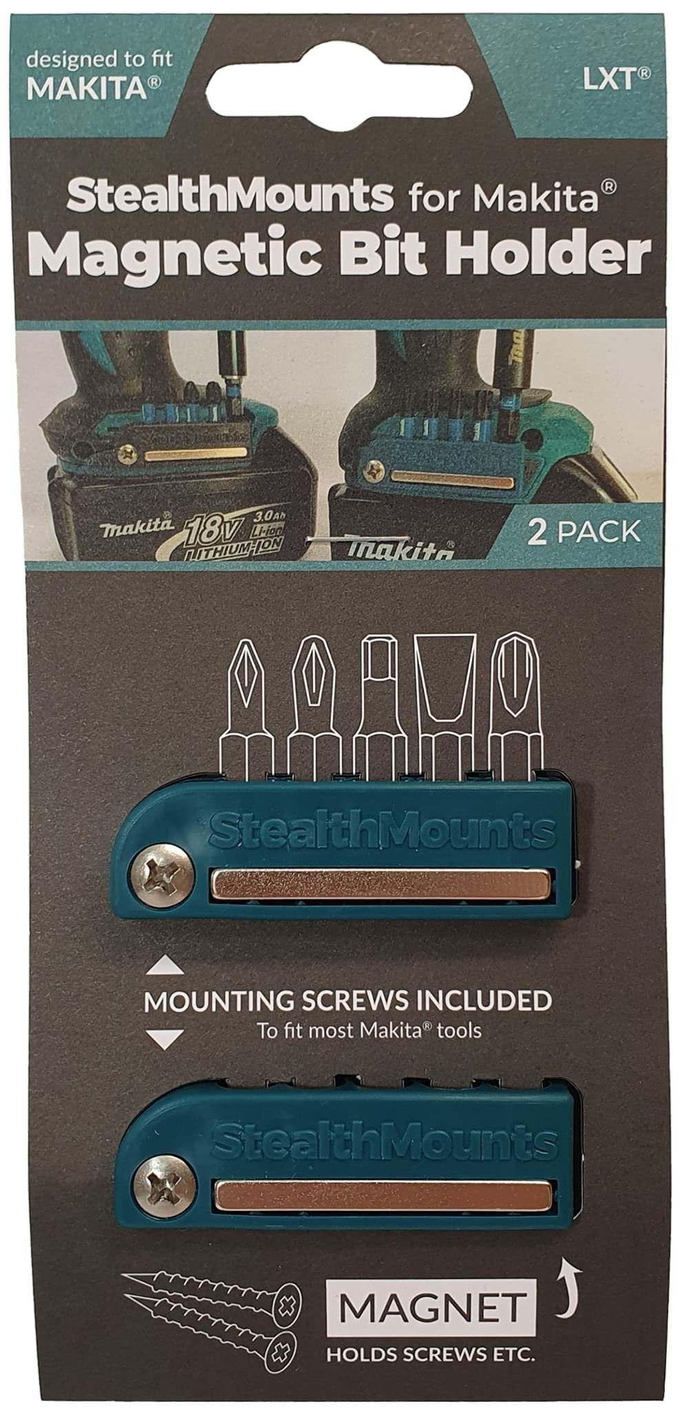 StealthMounts 45° & 90° Magnetic Bit Holder for Makita CXT, LXT & XGT Tools