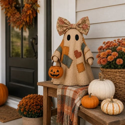 👻✨Lighted Vintage Patchwork Ghost