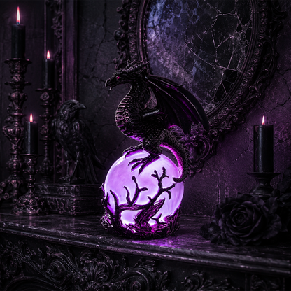🎁 FREE SHIPPING 🔮Gothic Dragon LED Crystal Ball Lamp for Dark Aesthetic Decor