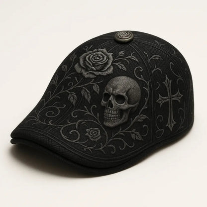 🔥Last Day 50% OFF 💀Handcrafted Skull & Thorn Flat Cap