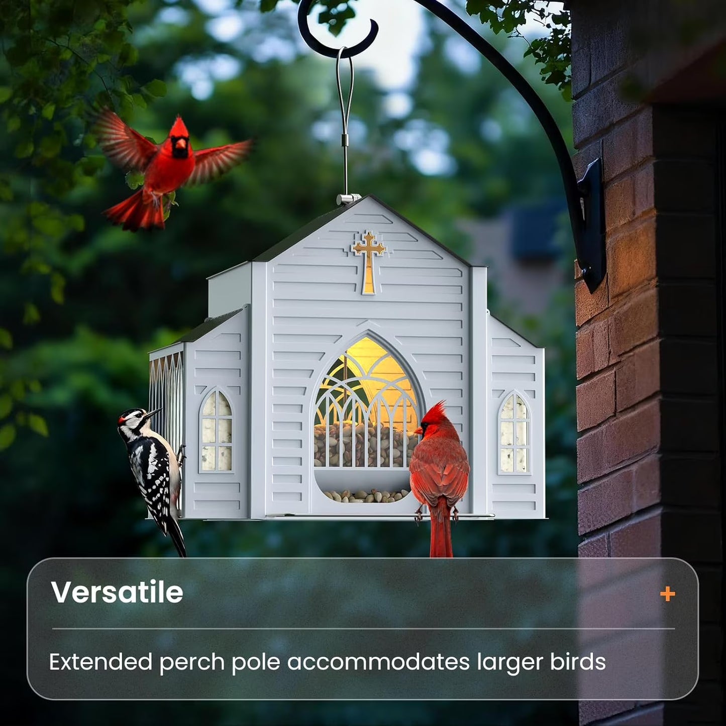 🔥2026 Mother's Day Gifts🎁 Church-Shaped Metal Bird Feeder with Solar Light
