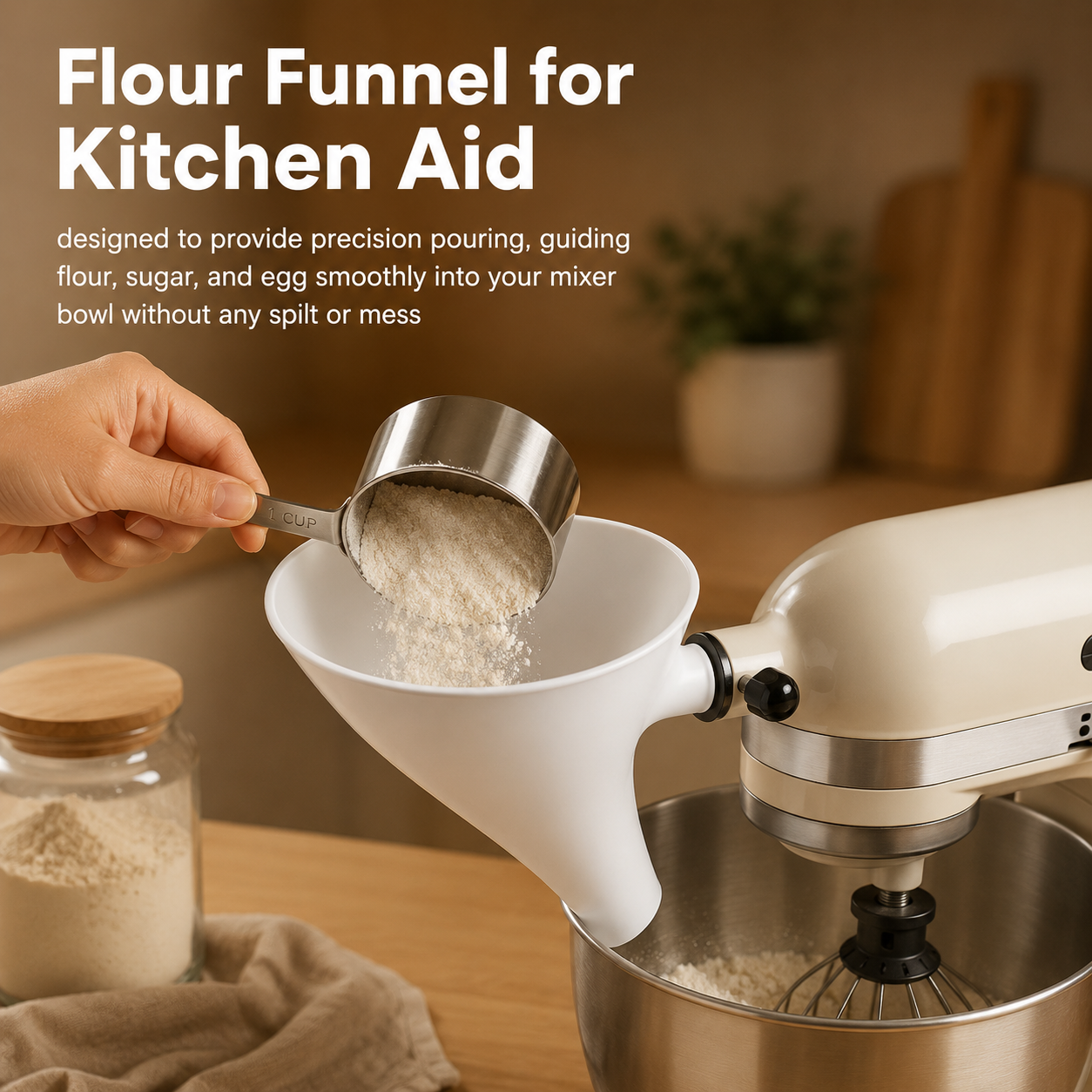 🔥LAST DAY 50% OFF ✨Flour Funnel for Kitchen Aid Stand Mixer