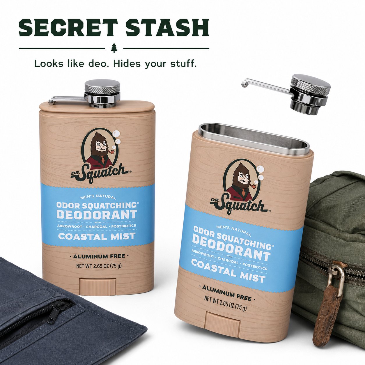 🔥LAST DAY 49% OFF - 🌊 Dr. Squatch Coastal Mist Deodorant 2-Pack | Aluminum-Free, No Stains + Free Hidden Flask! ✨