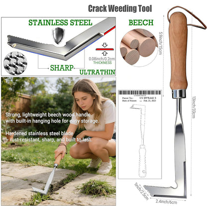 🌱 L-Shaped Stainless Steel Crevice Weeding Tool