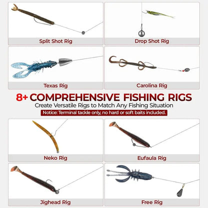 🐟 MadBite by KastKing 400PCS Fishing Tackle Kit – Professional Freshwater Rigging Set – Waterproof Box Included – Expert-Level Hooks & Jig Heads 🎣