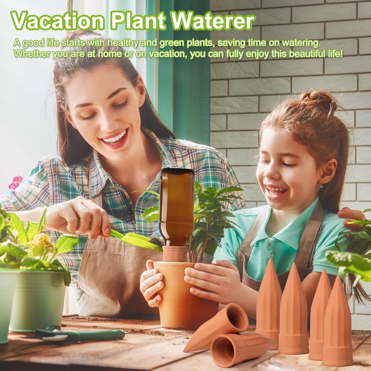 🌿 Self-Watering Plant Stakes – Effortless Plant Care While You’re Away
