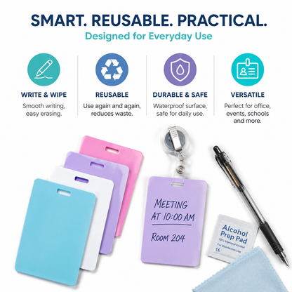 🩺Erasable Badge Note | Dual-Side Writable, Fade-Proof & No Blur (🖊Write. Wipe. Repeat.)