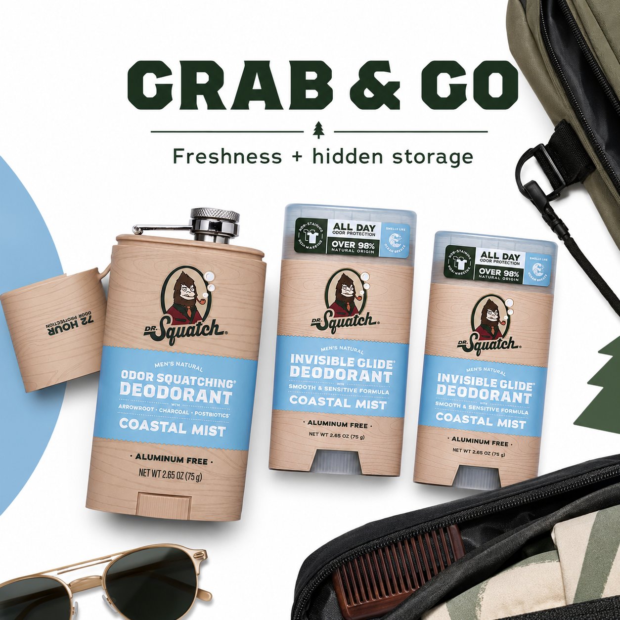 🔥LAST DAY 49% OFF - 🌊 Dr. Squatch Coastal Mist Deodorant 2-Pack | Aluminum-Free, No Stains + Free Hidden Flask! ✨