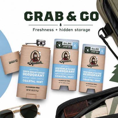 🔥LAST DAY 49% OFF - 🌊 Dr. Squatch Coastal Mist Deodorant 2-Pack | Aluminum-Free, No Stains + Free Hidden Flask! ✨