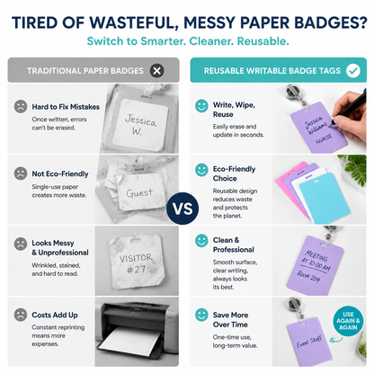 🩺Erasable Badge Note | Dual-Side Writable, Fade-Proof & No Blur (🖊Write. Wipe. Repeat.)