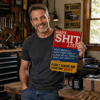 🔥Father's Day 49% OFF - Vintage "Dad's Shit List" Aluminum Tin Sign🤣