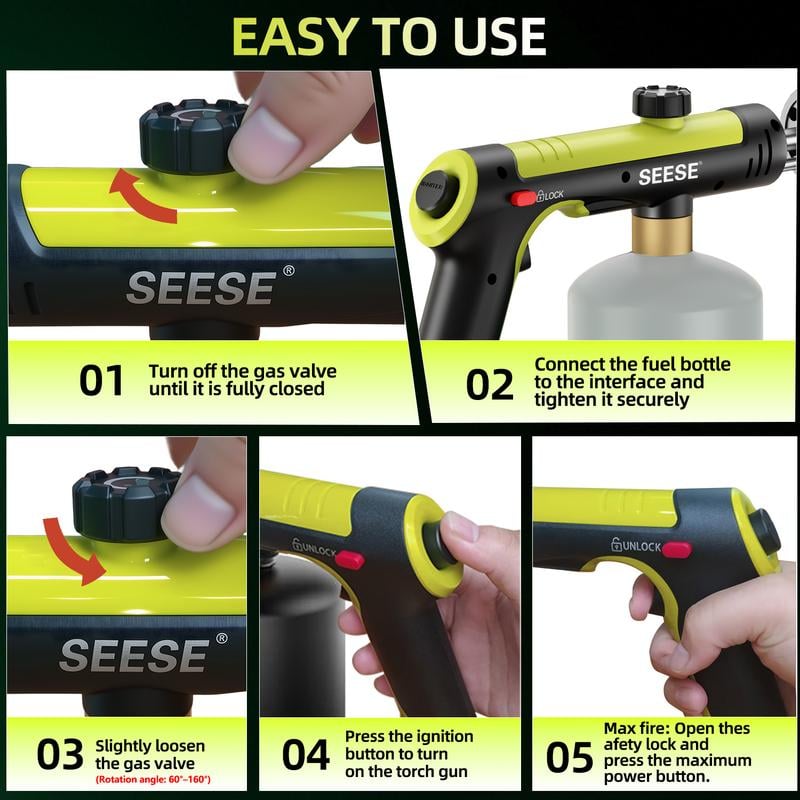 SEESE Professional Propane Torch 🔥 | One-Touch Max Flame for Cooking & DIY | Perfect Holiday Gift 🎁