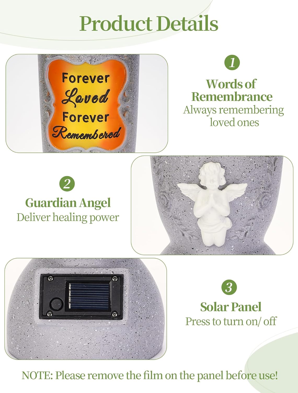 😇 Solar Angel Cemetery Vase – LED Memorial Light with Ground Spike – Waterproof Gravesite Decor for Eternal Love ✨