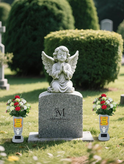 😇 Solar Angel Cemetery Vase – LED Memorial Light with Ground Spike – Waterproof Gravesite Decor for Eternal Love ✨