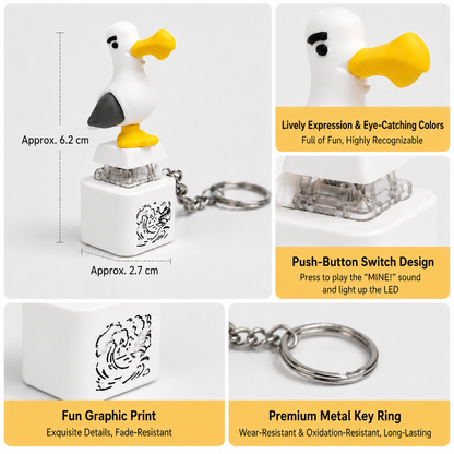 🐦 😂Seagull "MINE!" Sound Button Keychain – Real Sound & LED Light Fun Gift