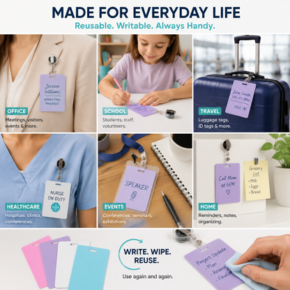 🩺Erasable Badge Note | Dual-Side Writable, Fade-Proof & No Blur (🖊Write. Wipe. Repeat.)