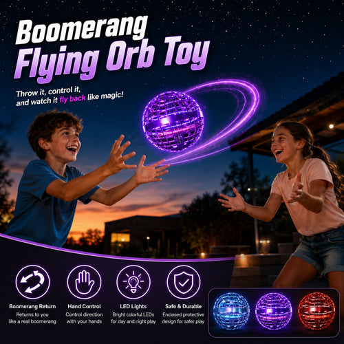 🌟🛸 Boomerang Flying Orb Toy, Hand-Controlled Hover Ball with LED Lights