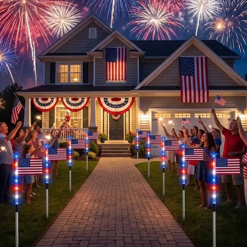 🇺🇸✨8 Solar American Flag Pathway Lights for 250th Independence Celebration
