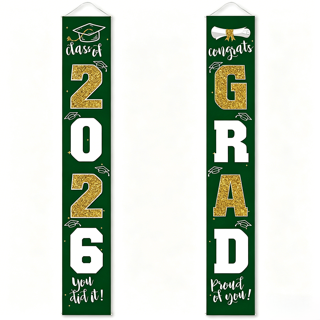 🔥LAST DAY 50% OFF - 🎓Class of 2026 Graduation Banner | Congrats Grad Front Door Porch Decor for Graduation Party (✨Set of 2)