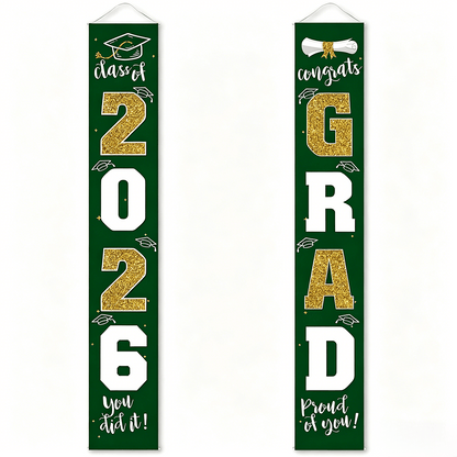 🔥LAST DAY 50% OFF - 🎓Class of 2026 Graduation Banner | Congrats Grad Front Door Porch Decor for Graduation Party (✨Set of 2)