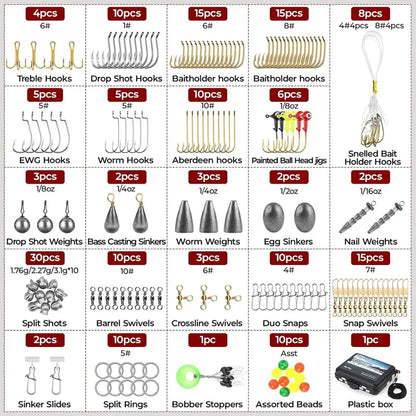 🐟 MadBite by KastKing 400PCS Fishing Tackle Kit – Professional Freshwater Rigging Set – Waterproof Box Included – Expert-Level Hooks & Jig Heads 🎣