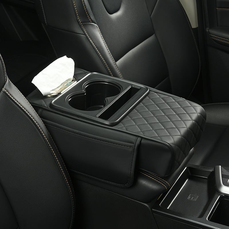 🚗 5-in-1 Luxury Car Center Console Organizer - Universal Fit Armrest Mat & Storage