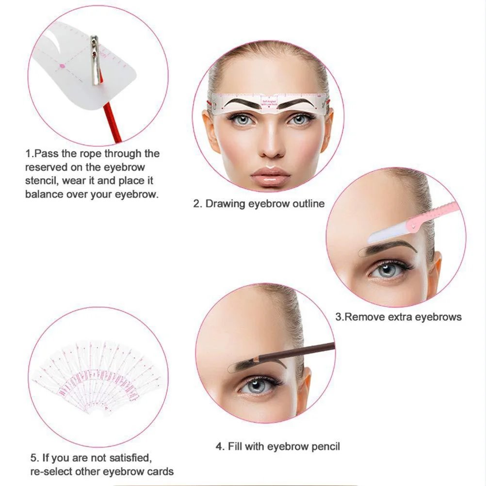 💖Eyebrow Stencil Kit for Women✨12 Reusable Styles with Head Strap & Razor