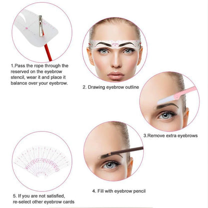💖Eyebrow Stencil Kit for Women✨12 Reusable Styles with Head Strap & Razor