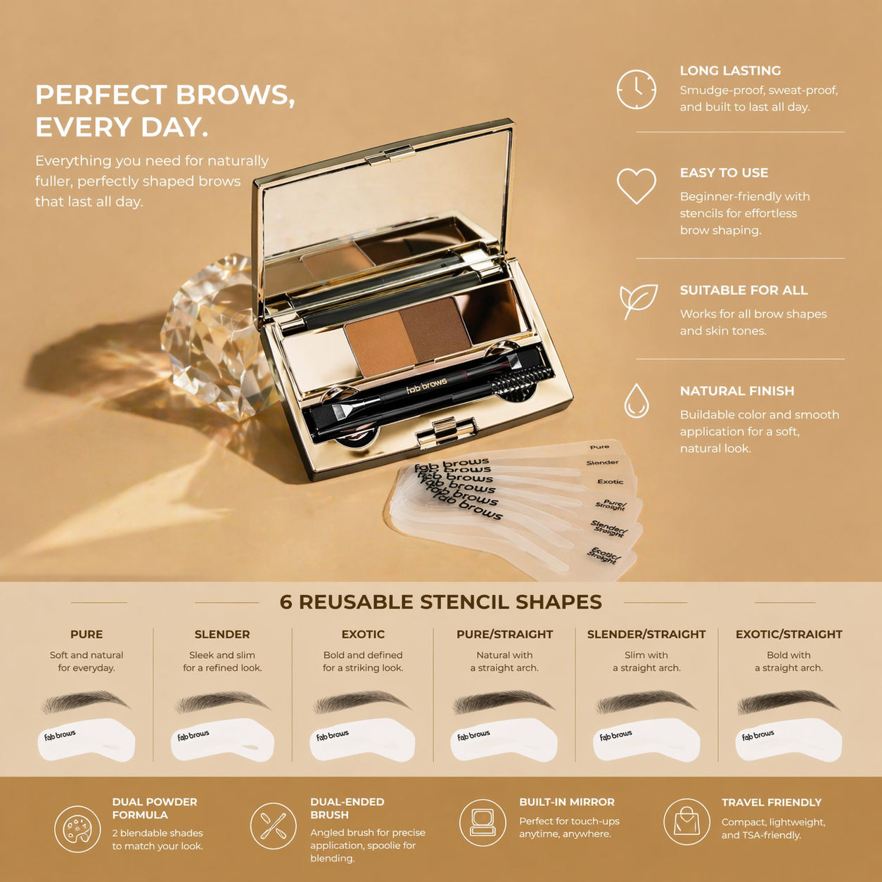 ✨Eyebrow Stencil Kit with Powder & Brush