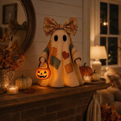👻✨Lighted Vintage Patchwork Ghost