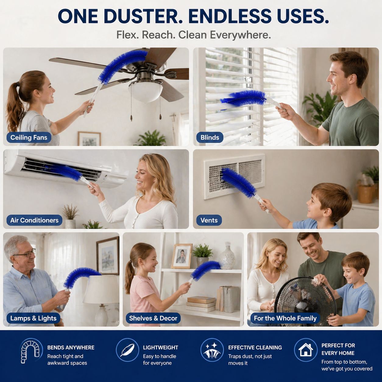 ✨ Reusable Bendable Microfiber Dust Cleaner