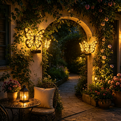 🦋🌙Outdoor Metal Butterfly Solar Garden Light