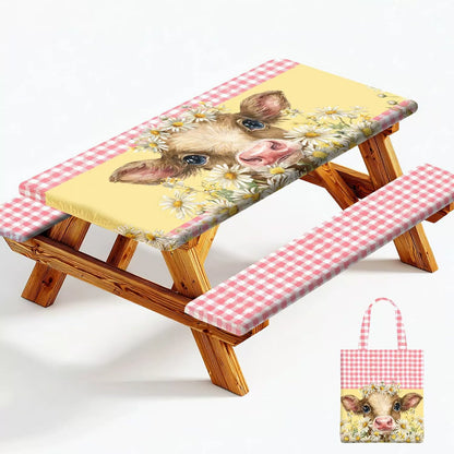 🧺 Stretch Picnic Tablecloth Set | Includes Bench Covers + Storage Bag 👜
