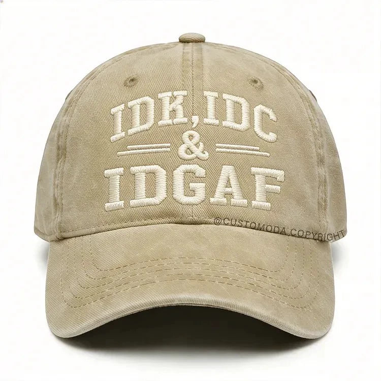 IDK, IDC, IDGAF 😮‍💨Adjustable Vintage Washed Baseball Cap | Your No-Fuss Daily Staple, Perfect Gift For Dad & Husband🎁