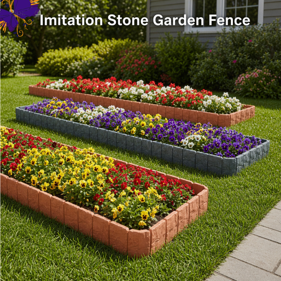 🌿Stone-effect garden fence