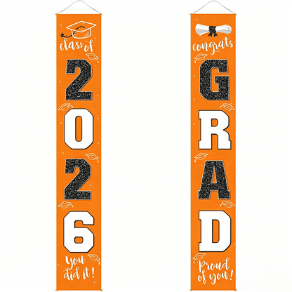 🔥LAST DAY 50% OFF - 🎓Class of 2026 Graduation Banner | Congrats Grad Front Door Porch Decor for Graduation Party (✨Set of 2)