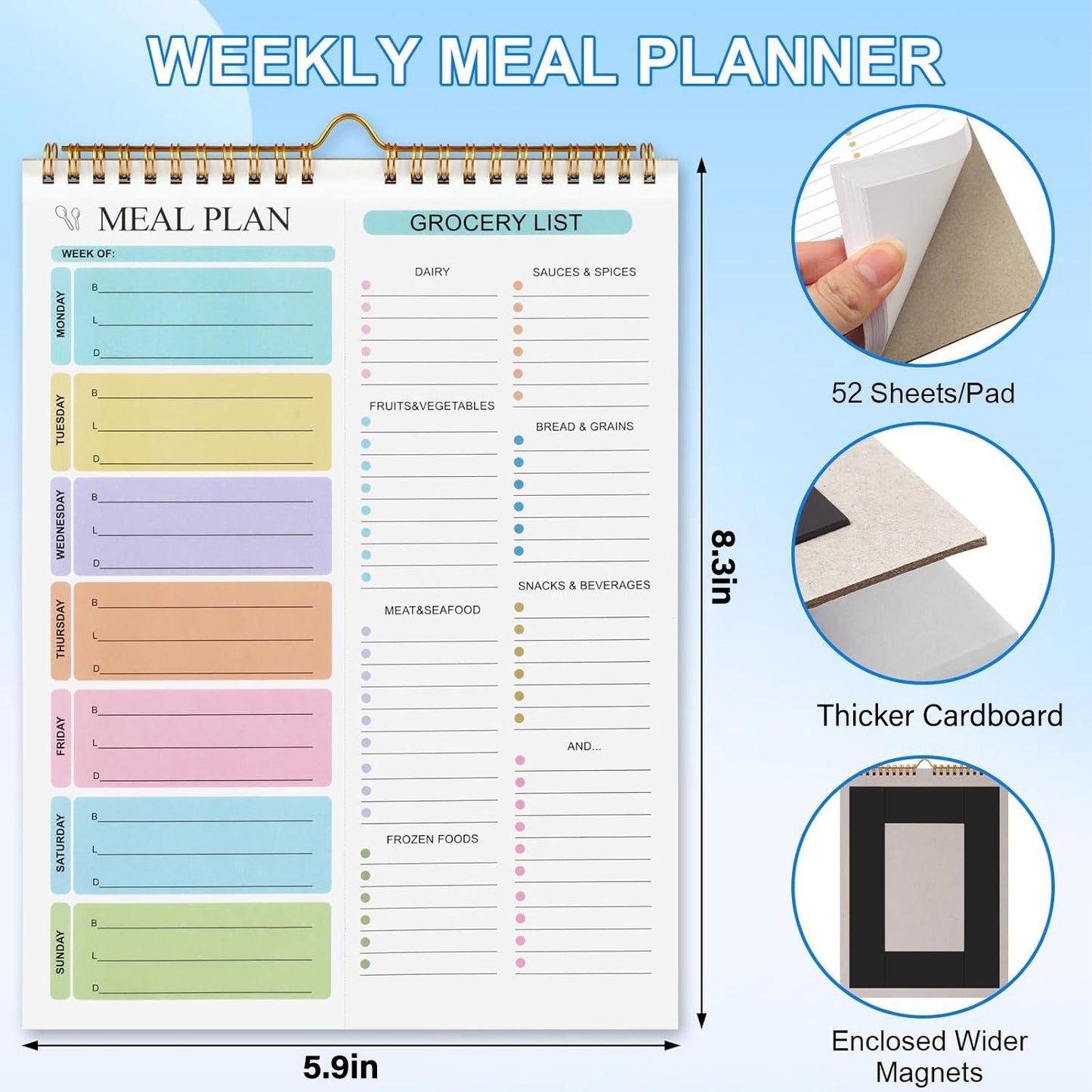 🔥Magnetic Weekly Meal Planner Notebook