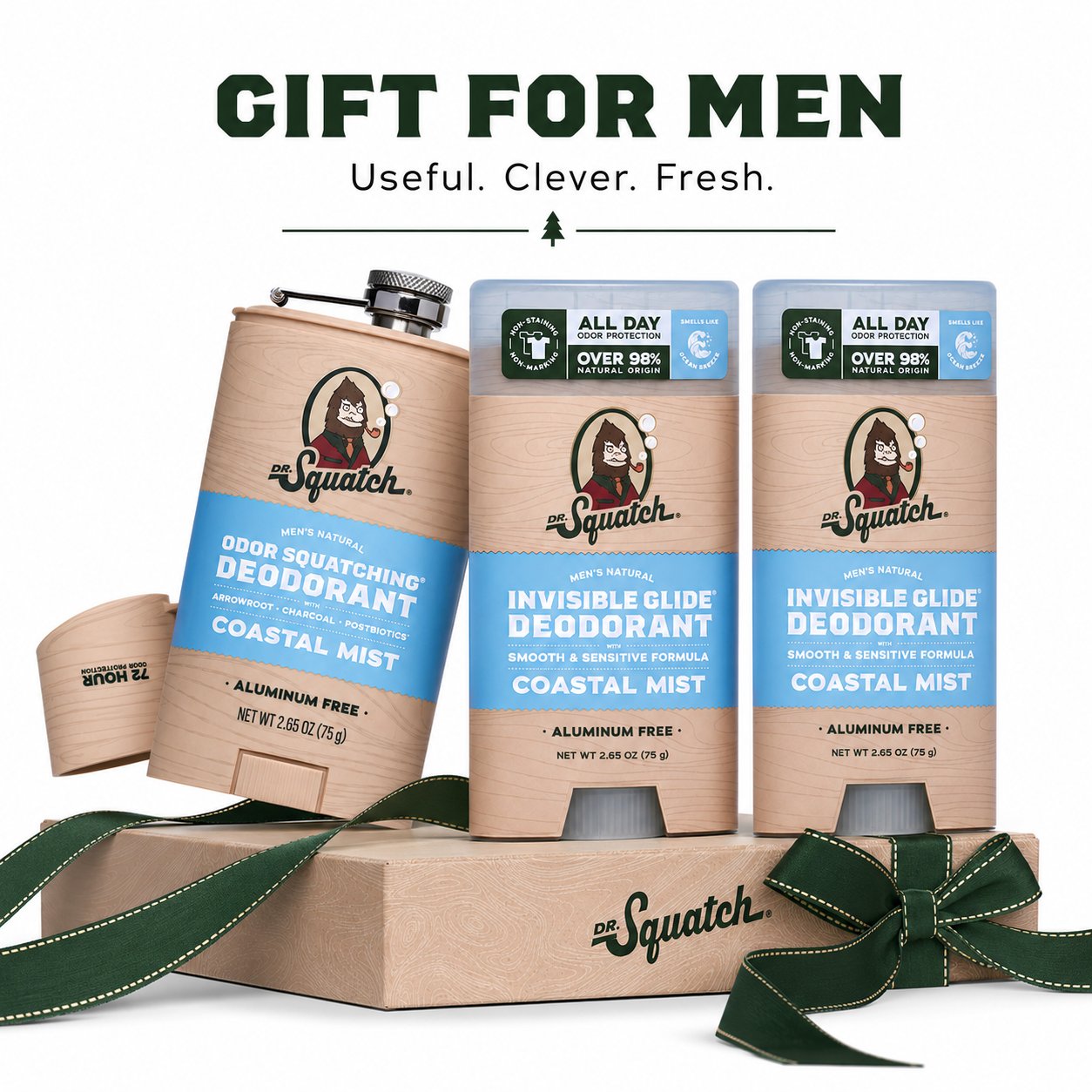 🔥LAST DAY 49% OFF - 🌊 Dr. Squatch Coastal Mist Deodorant 2-Pack | Aluminum-Free, No Stains + Free Hidden Flask! ✨