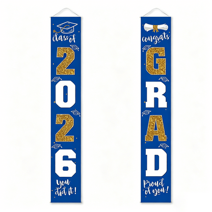 🔥LAST DAY 50% OFF - 🎓Class of 2026 Graduation Banner | Congrats Grad Front Door Porch Decor for Graduation Party (✨Set of 2)