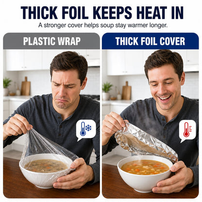 🍽️Universal Stretchable Aluminum Food Covers – Reusable Microwave-Safe Lids