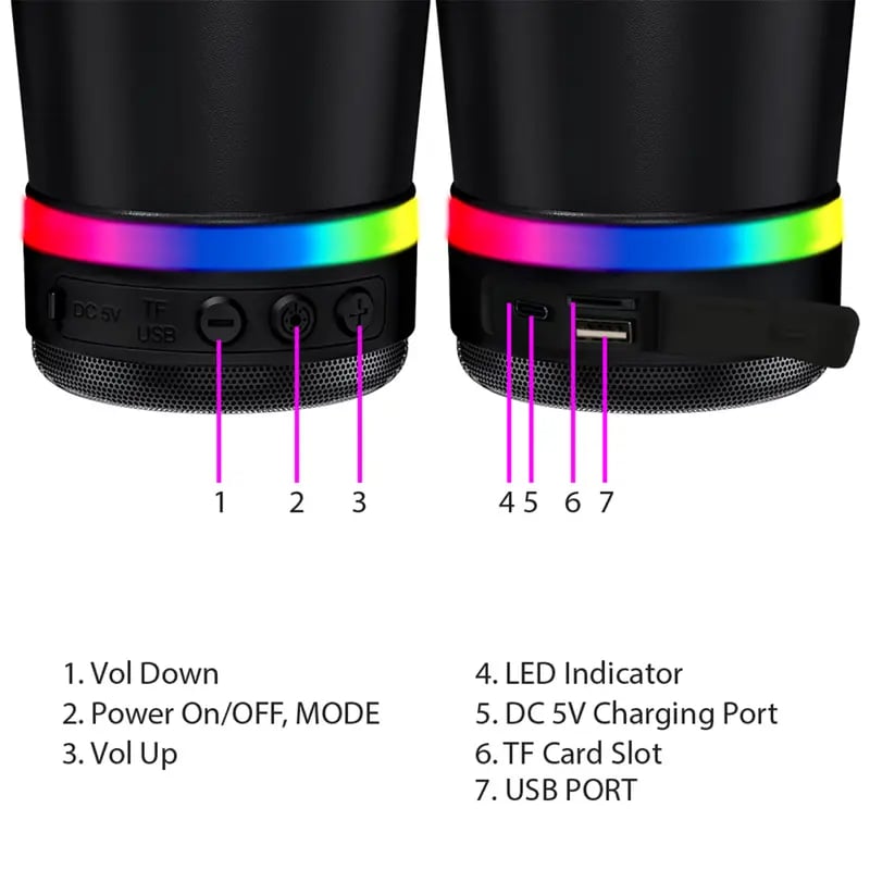🎧 Bluetooth Speaker Tumbler – 16oz Double-Wall Stainless Steel with LED Glow