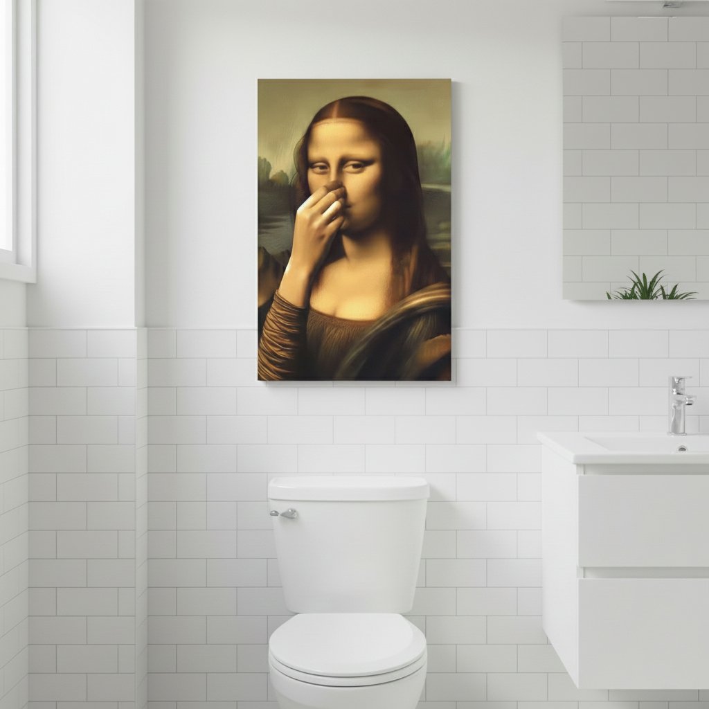 🚽 Renaissance Lady Holding Nose Bathroom Canvas Art