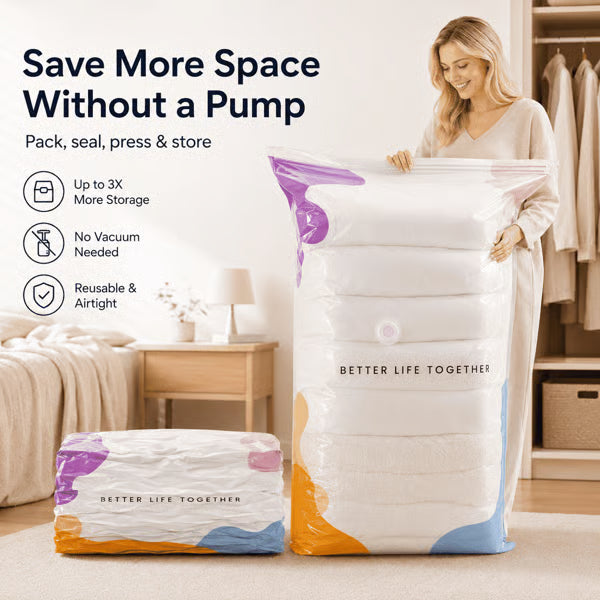 📦 No-Pump Large Vacuum Storage Compression Bags