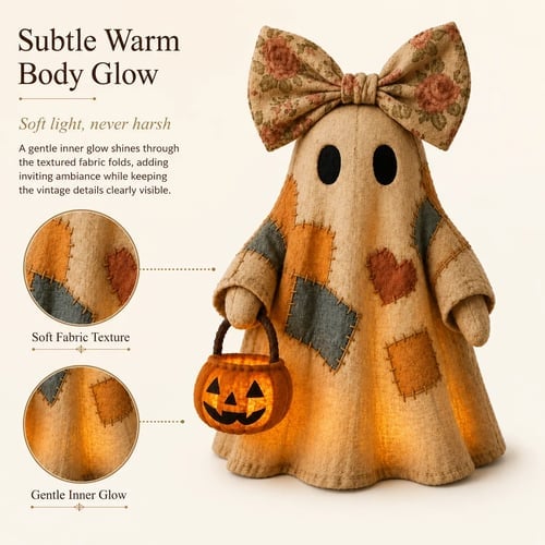 👻✨Lighted Vintage Patchwork Ghost