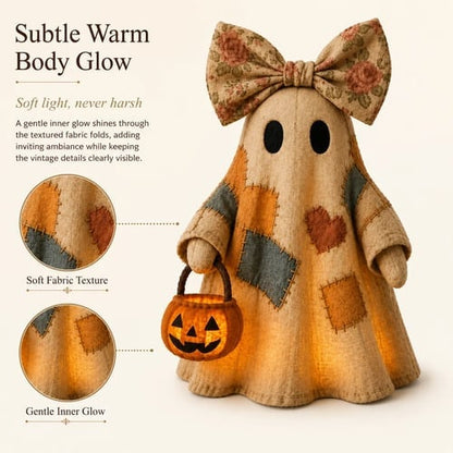 👻✨Lighted Vintage Patchwork Ghost