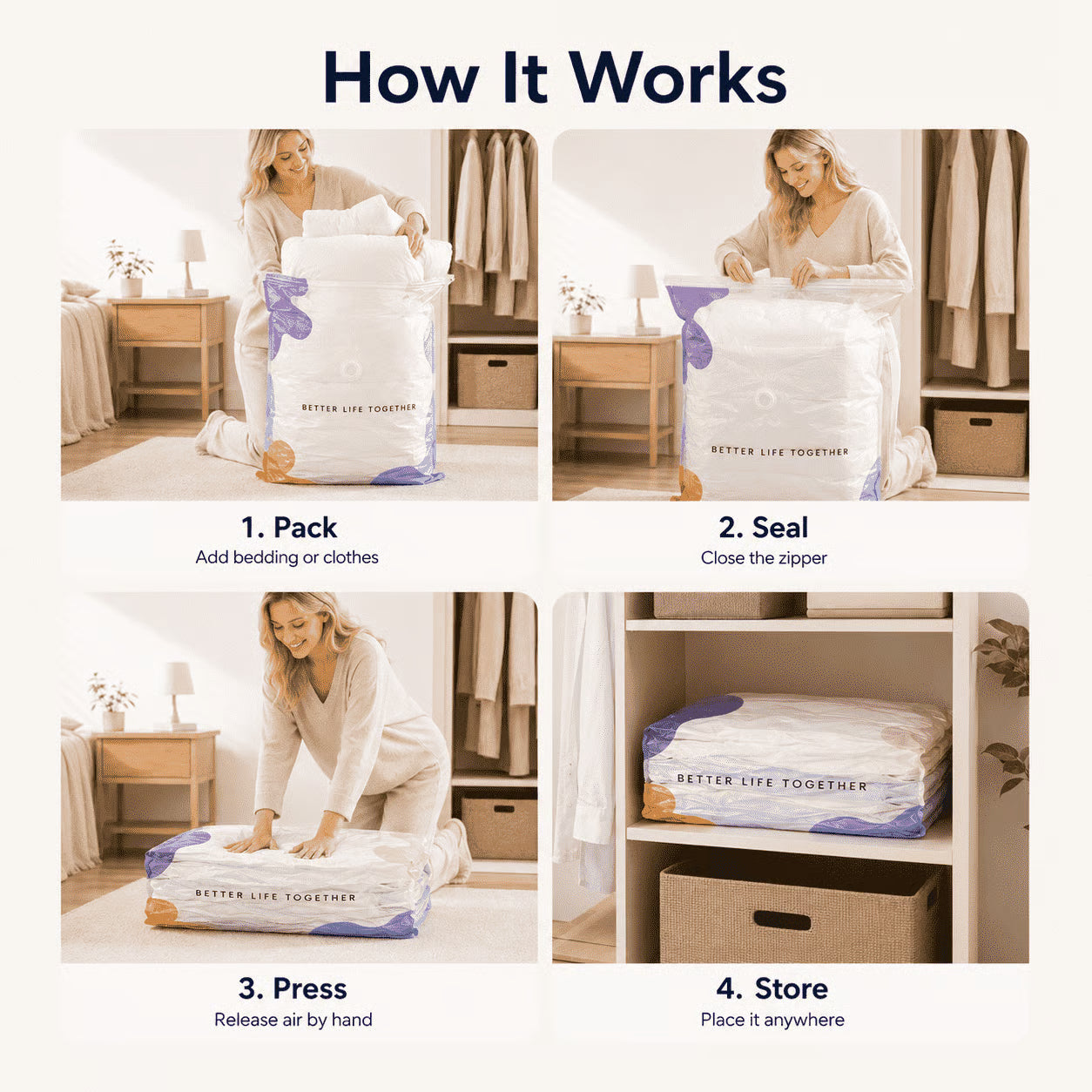 📦 No-Pump Large Vacuum Storage Compression Bags