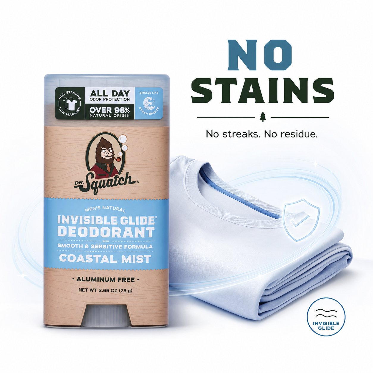 🔥LAST DAY 49% OFF - 🌊 Dr. Squatch Coastal Mist Deodorant 2-Pack | Aluminum-Free, No Stains + Free Hidden Flask! ✨