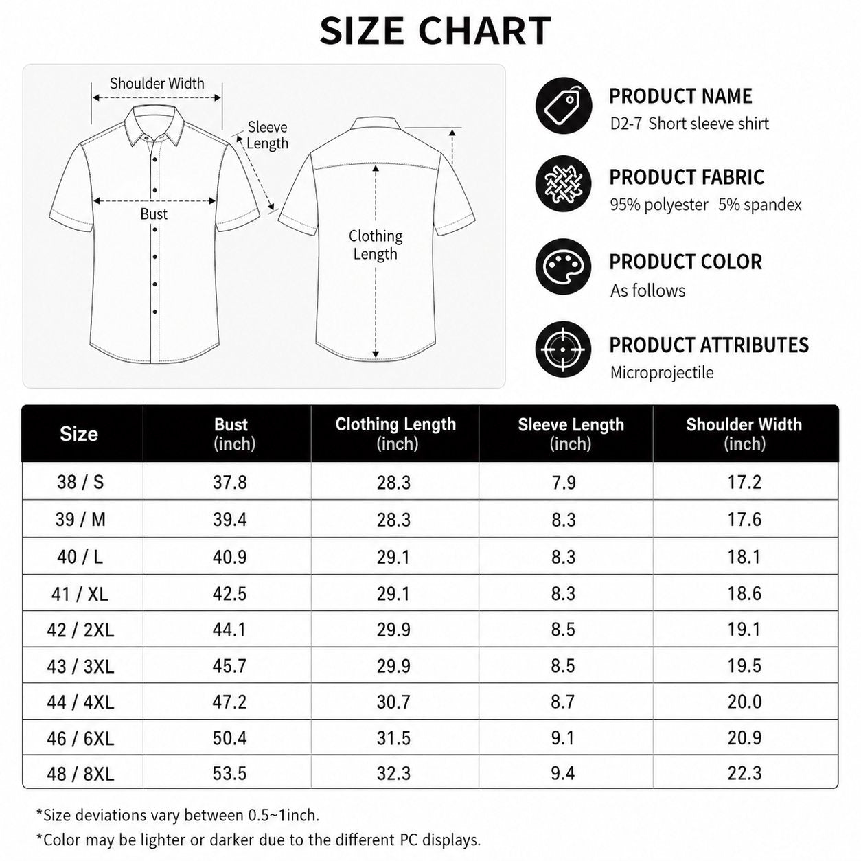Men's Stretch Dress Shirts Short Sleeve Slim Fit Business Casual Button Down Shirts